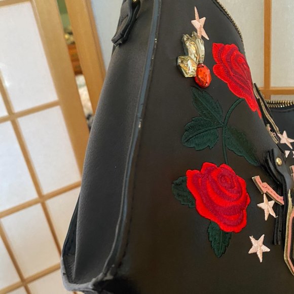 ZARA WOMAN SS17 BLACK ENVELOPE EMBROIDERED insect clutch - Picture 4 of 4